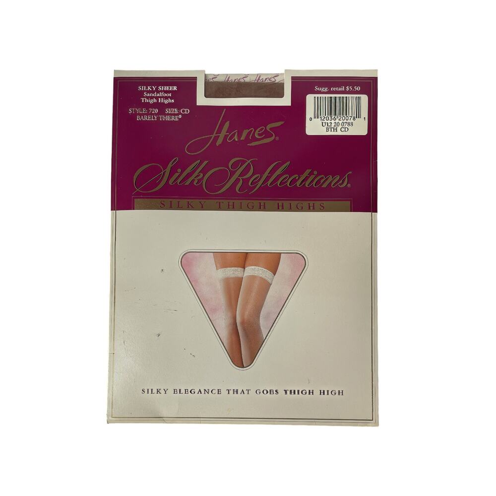 1980s NOS Hanes Silk Reflections Barely There Sheer Thigh High Stockings Size CD